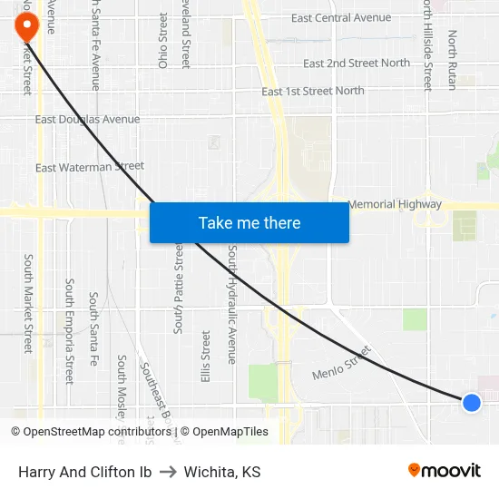 Harry And Clifton Ib to Wichita, KS map
