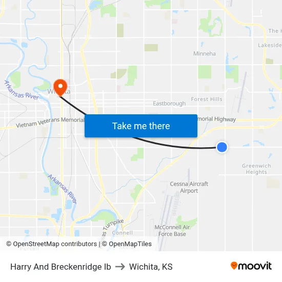 Harry And Breckenridge Ib to Wichita, KS map