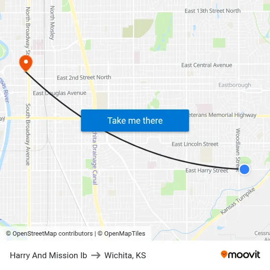 Harry And Mission Ib to Wichita, KS map