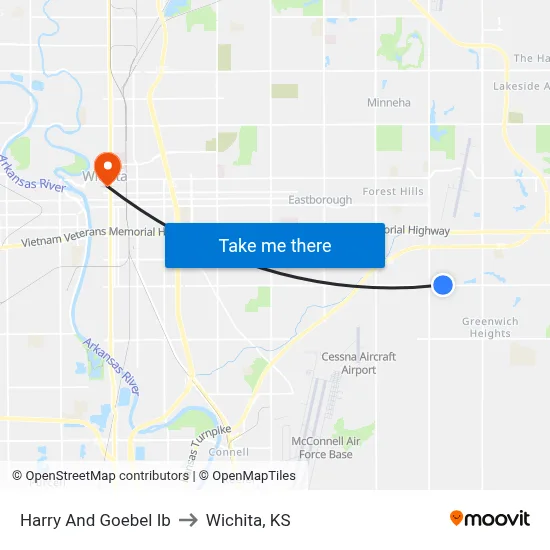 Harry And Goebel Ib to Wichita, KS map