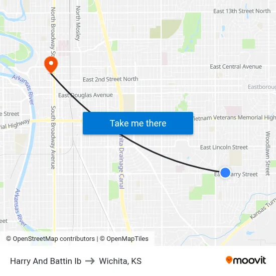Harry And Battin Ib to Wichita, KS map