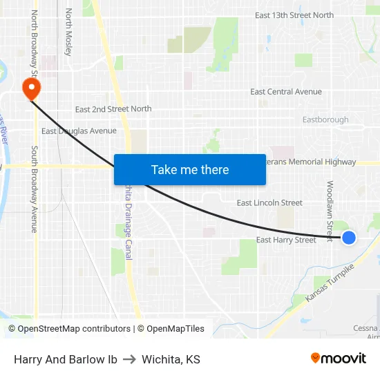 Harry And Barlow Ib to Wichita, KS map