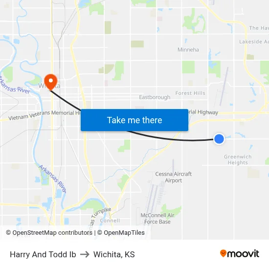 Harry And Todd Ib to Wichita, KS map