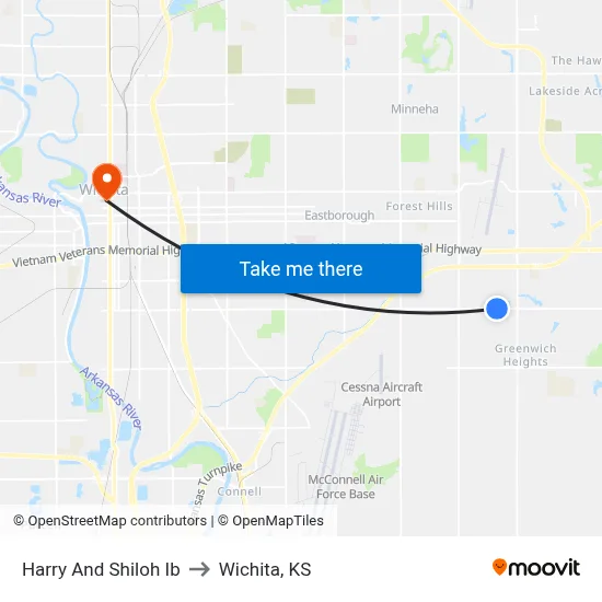 Harry And Shiloh Ib to Wichita, KS map
