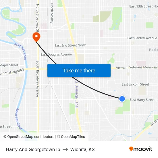 Harry And Georgetown Ib to Wichita, KS map