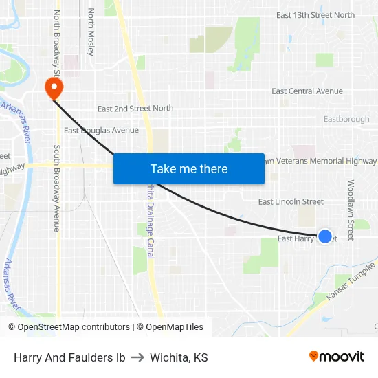 Harry And Faulders Ib to Wichita, KS map