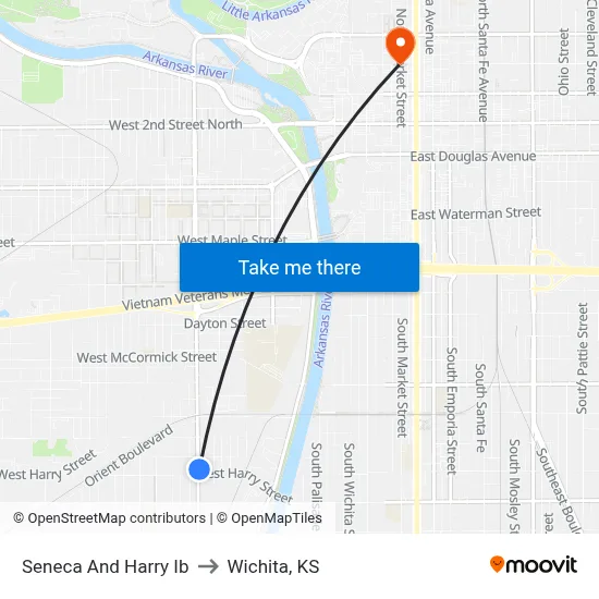 Seneca And Harry Ib to Wichita, KS map
