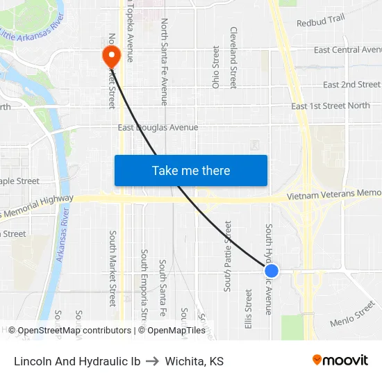 Lincoln And Hydraulic  Ib to Wichita, KS map