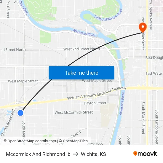 Mccormick And Richmond Ib to Wichita, KS map