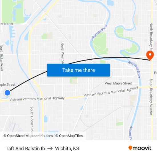 Taft And Ralstin Ib to Wichita, KS map
