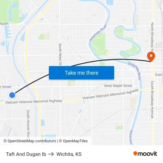 Taft And Dugan Ib to Wichita, KS map