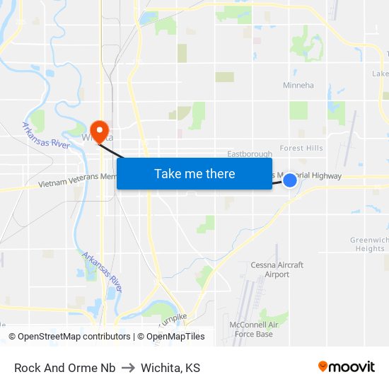 Rock And Orme Nb to Wichita, KS map