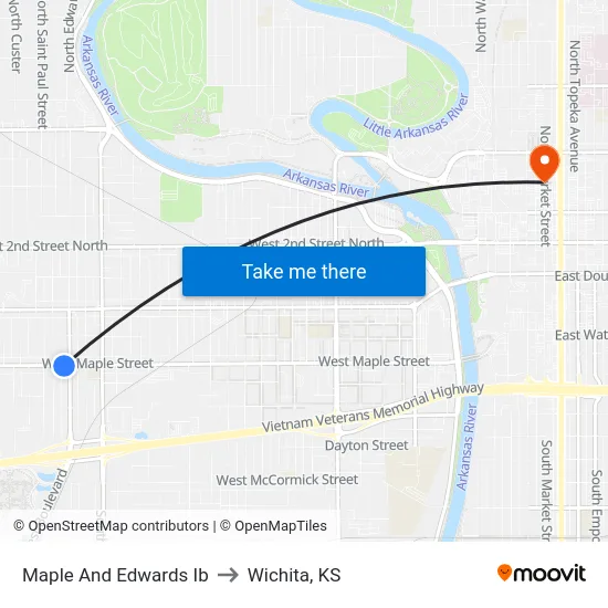 Maple And Edwards Ib to Wichita, KS map