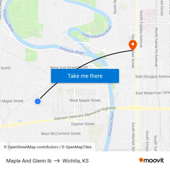 Maple And Glenn Ib to Wichita, KS map
