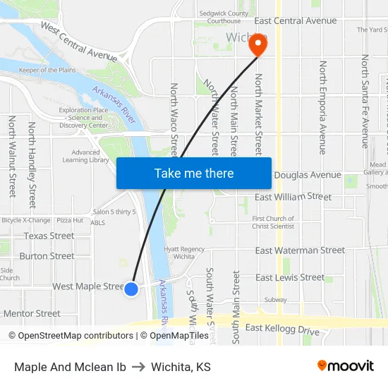 Maple And Mclean Ib to Wichita, KS map