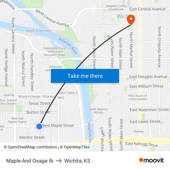 Maple And Osage Ib to Wichita, KS map