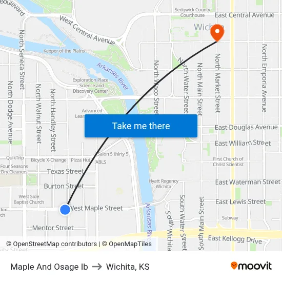 Maple And Osage Ib to Wichita, KS map