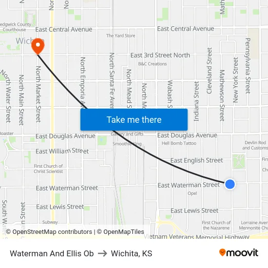 Waterman And Ellis Ob to Wichita, KS map