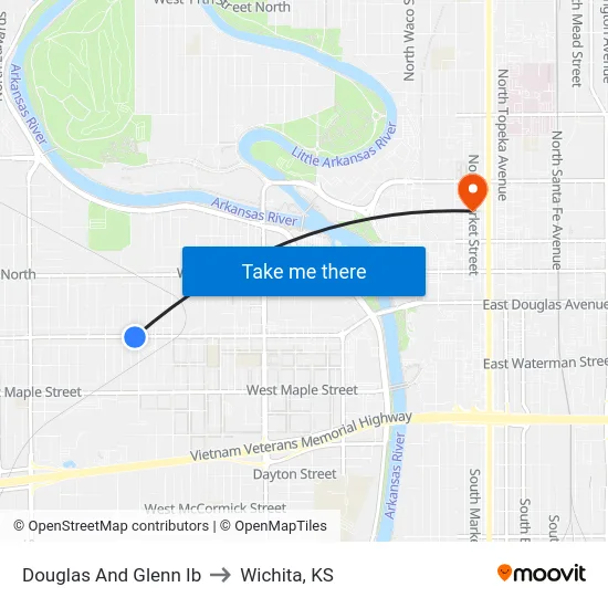 Douglas And Glenn Ib to Wichita, KS map