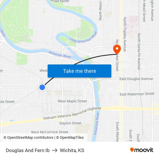 Douglas And Fern Ib to Wichita, KS map