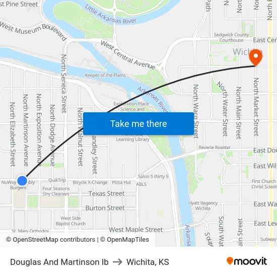Douglas And Martinson Ib to Wichita, KS map