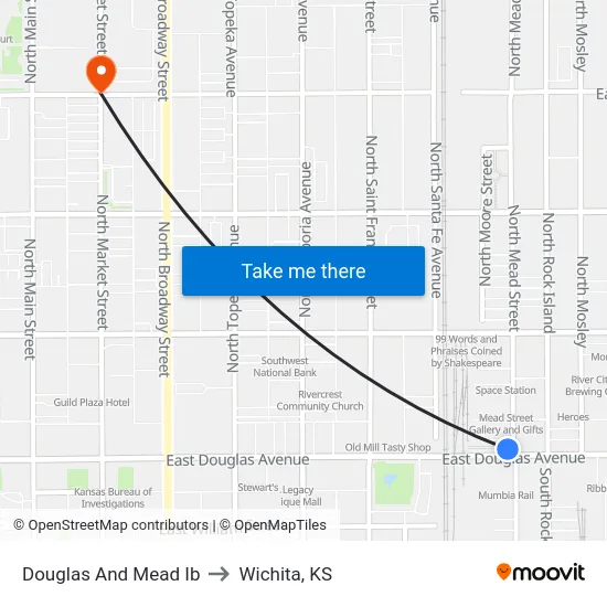 Douglas And Mead Ib to Wichita, KS map