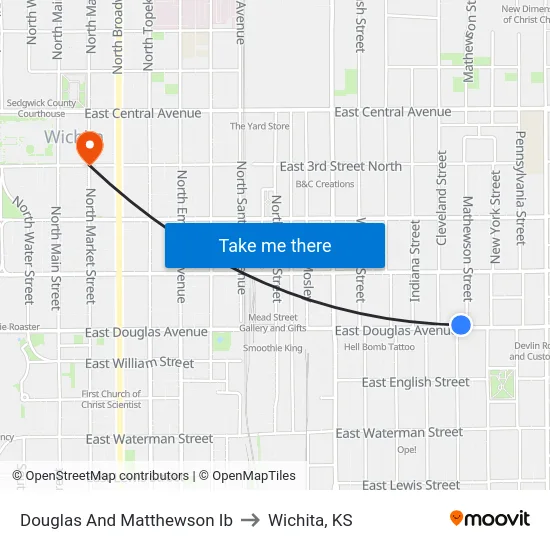 Douglas And Matthewson Ib to Wichita, KS map