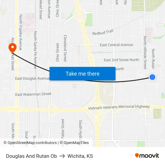 Douglas And Rutan Ob to Wichita, KS map