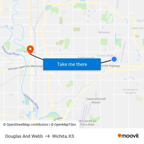 Douglas And Webb to Wichita, KS map