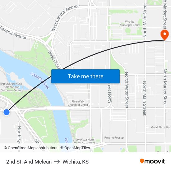 2nd St. And Mclean to Wichita, KS map