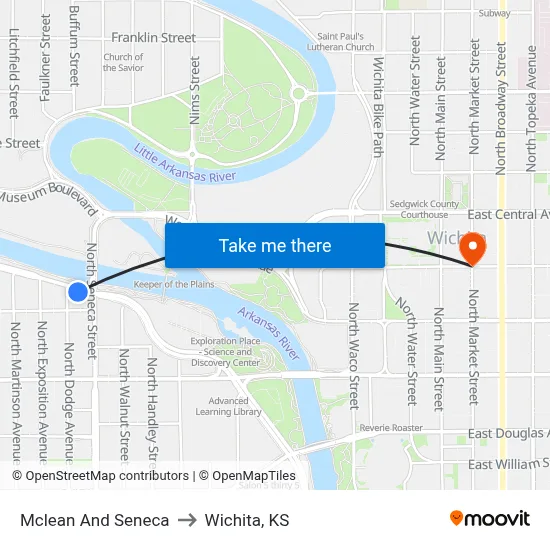 Mclean And Seneca to Wichita, KS map
