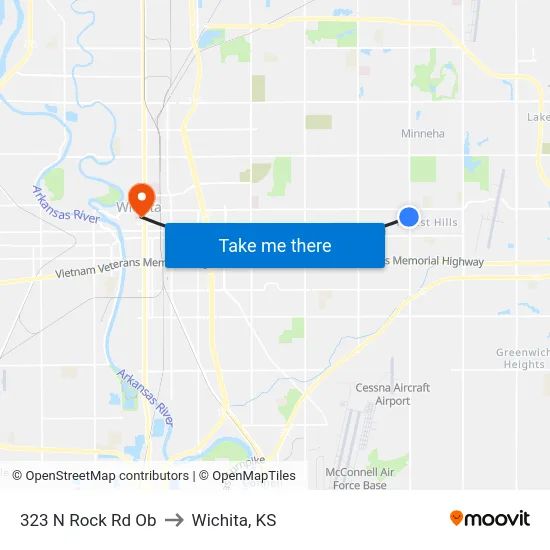 323 N Rock Rd Ob to Wichita, KS map