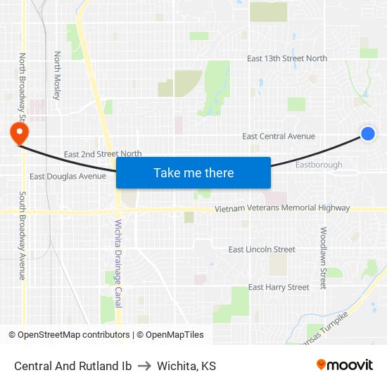 Central And Rutland Ib to Wichita, KS map