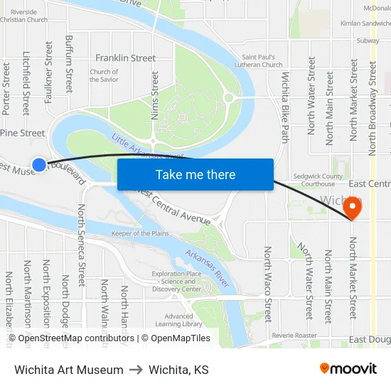 Wichita Art Museum to Wichita, KS map