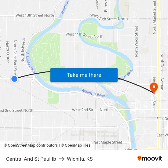 Central And St Paul Ib to Wichita, KS map