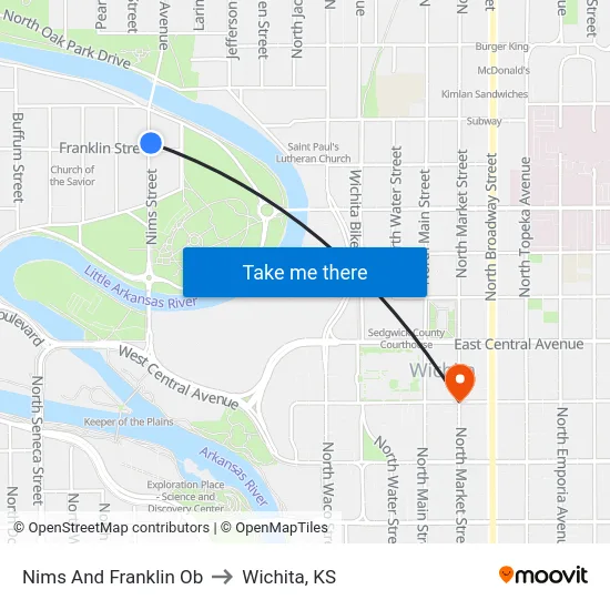 Nims And Franklin Ob to Wichita, KS map