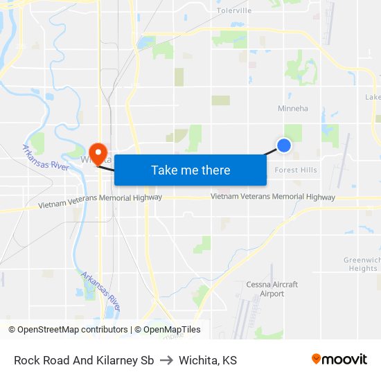 Rock Road And Kilarney Sb to Wichita, KS map