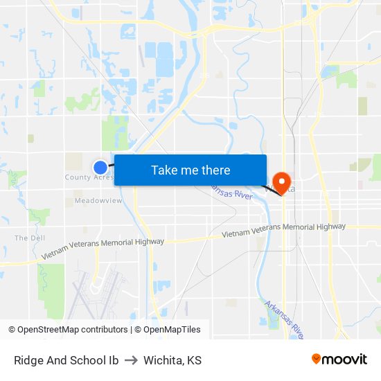 Ridge And School Ib to Wichita, KS map