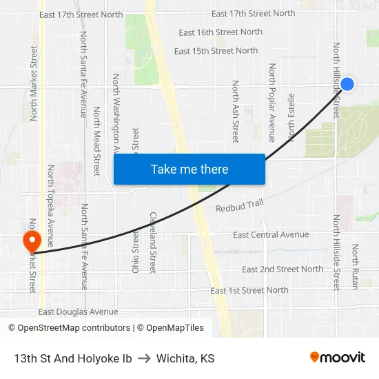 13th St And Holyoke Ib to Wichita, KS map