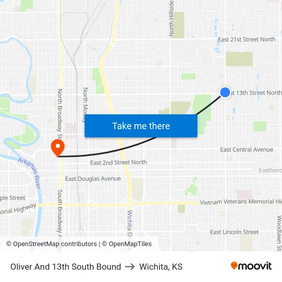 Oliver And 13th South Bound to Wichita, KS map