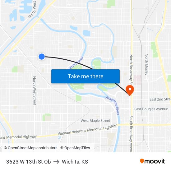 3623 W 13th St Ob to Wichita, KS map