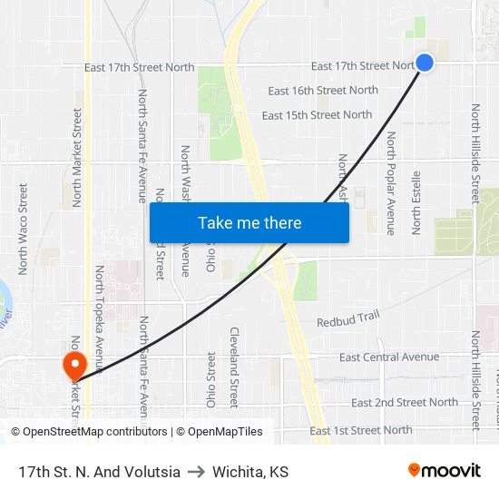 17th St. N. And Volutsia to Wichita, KS map