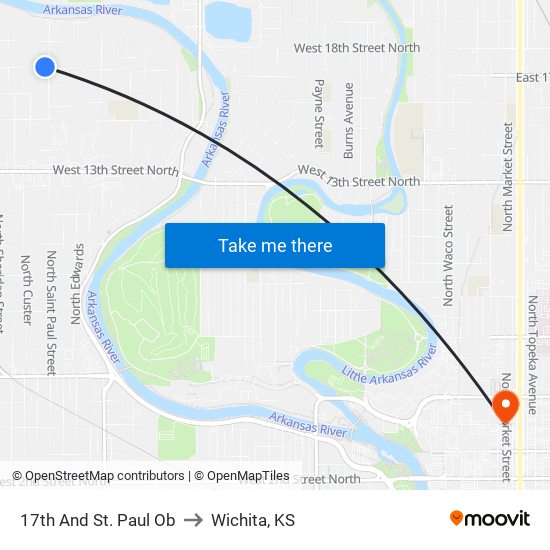 17th And St. Paul Ob to Wichita, KS map