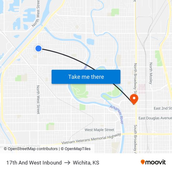 17th And West Inbound to Wichita, KS map