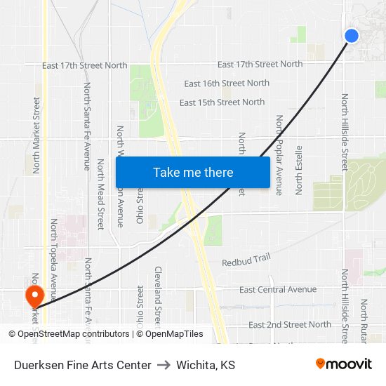 Duerksen Fine Arts Center to Wichita, KS map