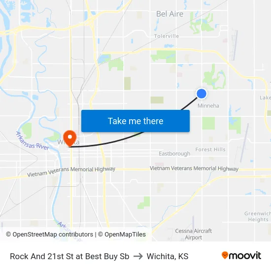 Rock And 21st St at Best Buy Sb to Wichita, KS map