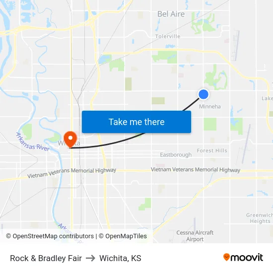 Rock & Bradley Fair to Wichita, KS map