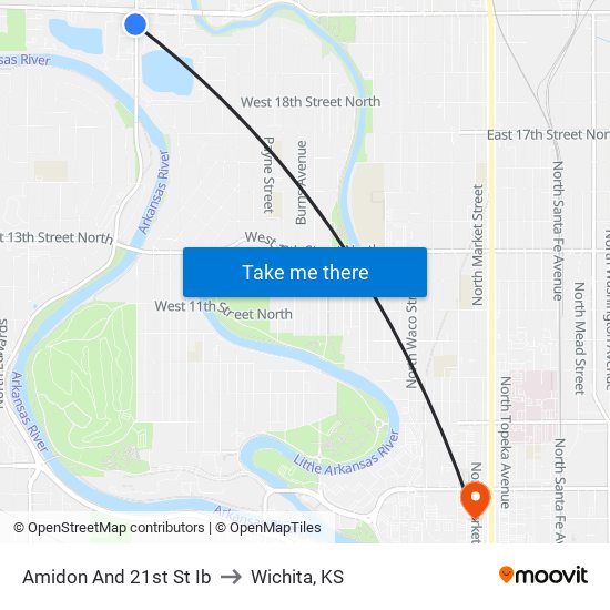 Amidon And 21st St Ib to Wichita, KS map