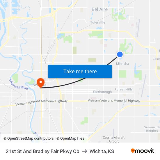 21st St And Bradley Fair Pkwy Ob to Wichita, KS map