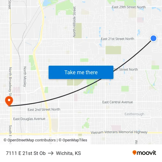 7111 E 21st St Ob to Wichita, KS map